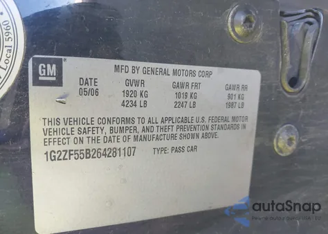 2006 Pontiac G6 1Sv from USA, damaged, VIN 1G2ZF55B264281107